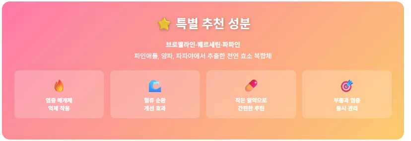 특별 추천 성분, 브로멜라인 퀘르세틴 파파인